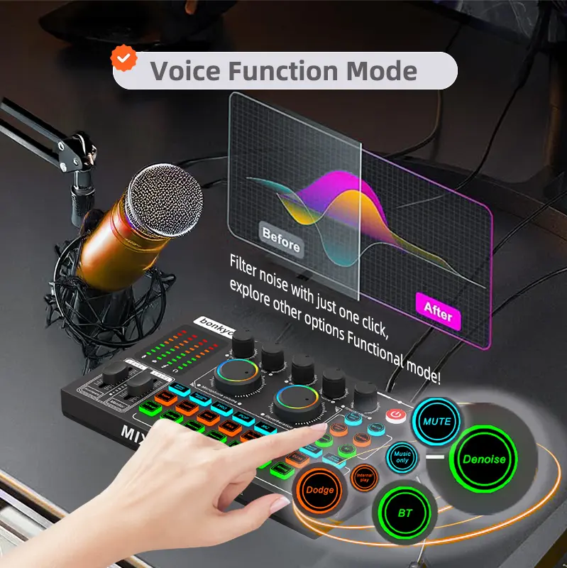 Bonkyo Audio Mixer F999MAX with M999Mic - Comprehensive Live Sound