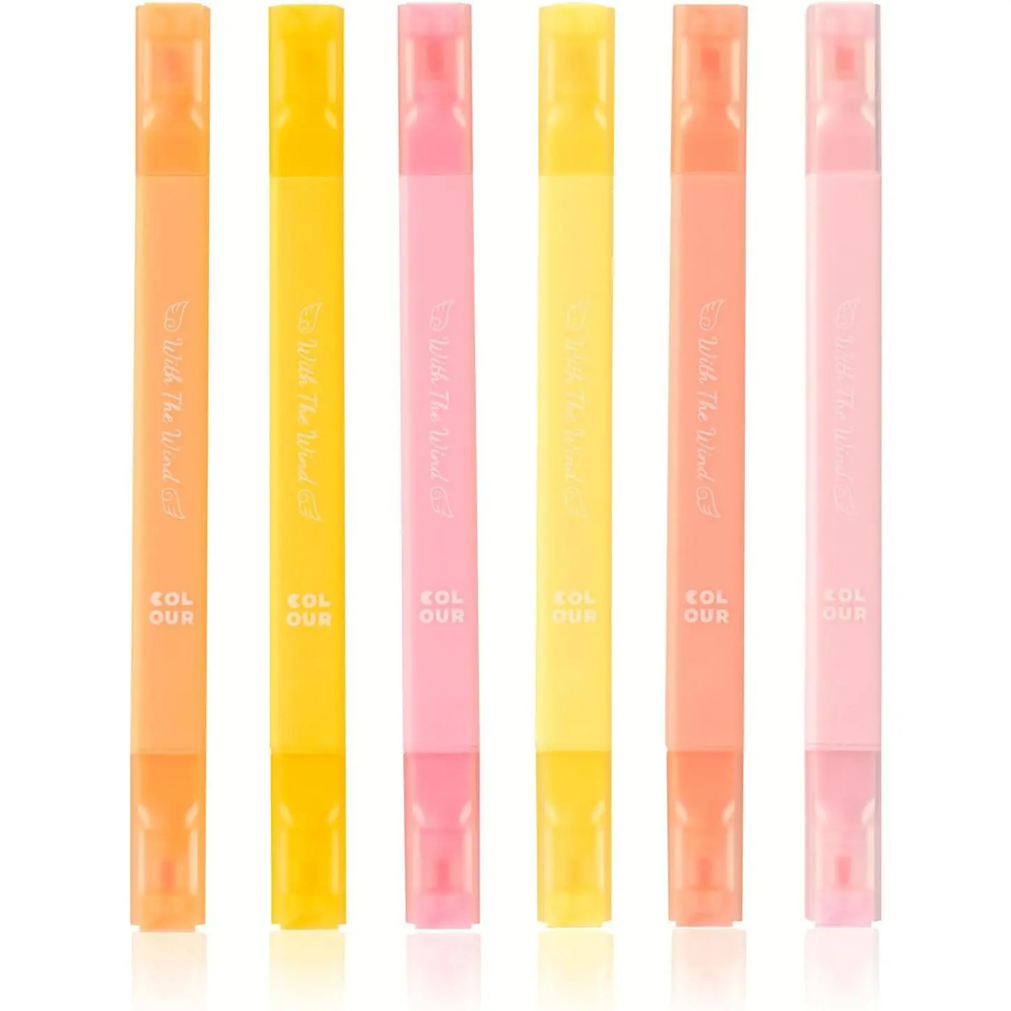 6 count Aesthetic Cute Highlighters with Soft Chisel Tip, Double Ended Highlighter, Quick Dry Assorted Colors Highlighters Markers for School Supplies and Office Journaling