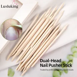 50/100/200PCS Dual-Head Orange Wood Nail Art Pusher Press-On Nails Tools Supplies Salon Quality Cuticle Tools for DIY Manicure & Home Salon Use, Nail Edge Cleaning