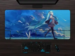 Hatsune Miku Extra Large Gaming Mouse Pad, Extended Anime Vocaloid Desk Mat, Non Slip Keyboard Mat, Kawaii Otaku Setup Decor, Miku Fan Gift Idea