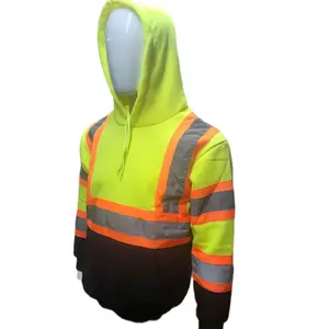 Class 3 Hi Visibility Reflective Safety Hoodie Sweater/ Yellow with black bottom Safety Sweater  America size Sweater(True to size)