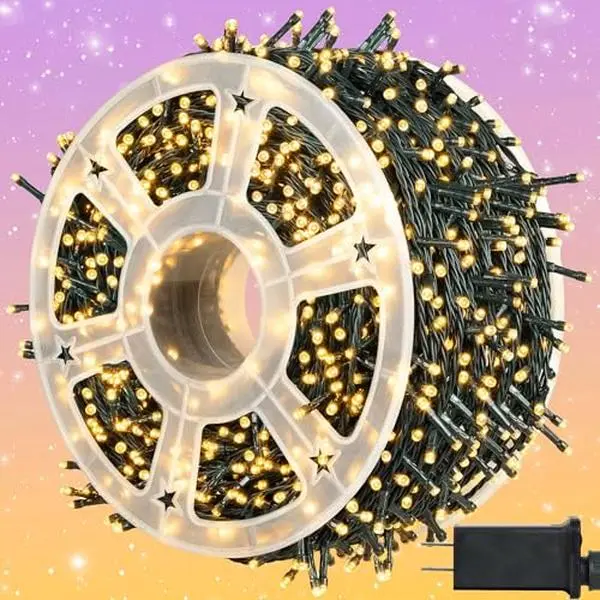 kemooie 500 LED Christmas Lights, 164FT 8 Lighting Mode with Memory Plug in Waterproof Christmas Lights Outdoor, for Birthday Christmas Tree Wedding Party Garden Balcony Decorations (Warm White)