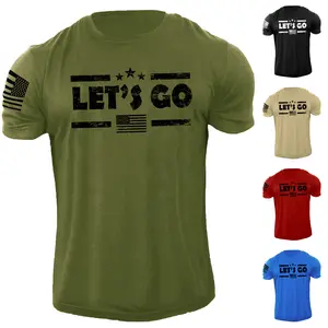 Lets Go USA American Flag Patriotic T-Shirt Distressed Military Style Graphic Tee