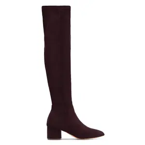 New Moon Over The Knee Block Heel Boots - Brown