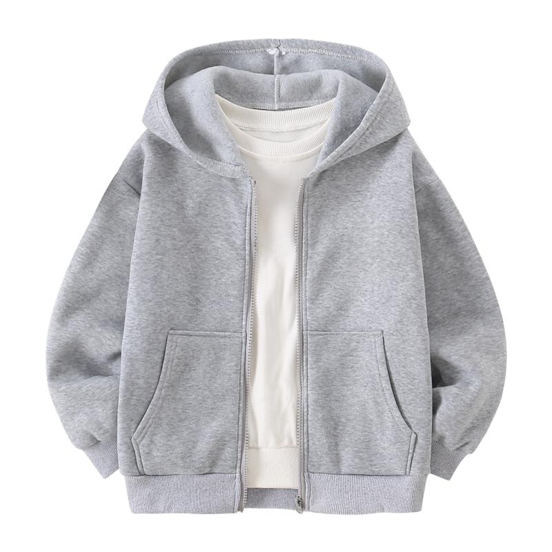 3-Piece Set Autumn/Winter Boys' Hooded Sweatshirt, Fashionable Jacket with Zipper, Comfortable Top for Kids (Ages 4-14)