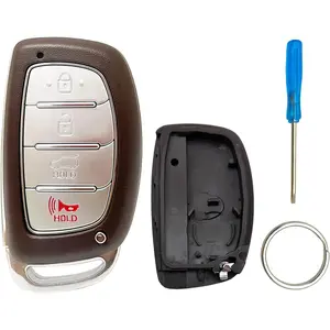 Smart Key Fob Cover Case Shell Fit for Hyundai Tucson Sonata Elantra 2015 2016 2017 2018 2019 2020 2021 Keyless Entry Remote Casing (with Battery Holder)