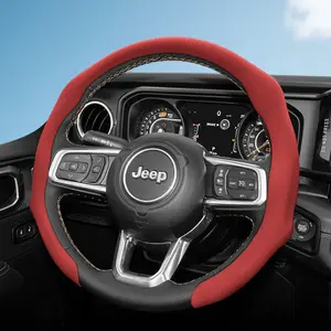 For Jeep NAPPA Perforated Leather Steering Wheel Cover Anti-slip Breathable Quick-install All-season For Grand Cherokee/Compass/Wrangler/Renegade/Avenger/Grand Wagoneer/Gladiator/Commander/Meridian/Cherokee/Wagoneer S Black Mocha Brown, Car Accessories