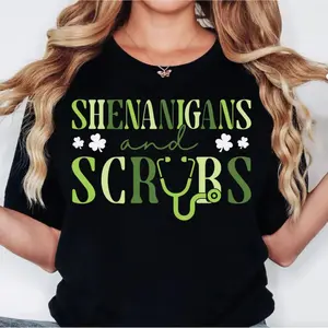 St Patricks Day Nurse T-Shirt, Shenanigans Scrub Saint Pattys Nurse Tee, Nurse St Patricks Day Gifts, St Patricks Nurse Shirt