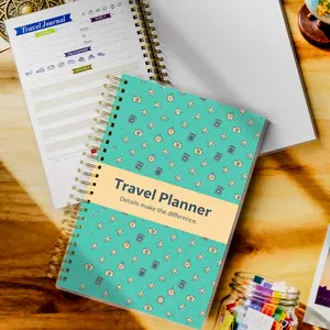 Trip Planner Notebook - A5 Spiral Bound Journal for Travelers, Featuring Undated Itinerary Spreads, Packing Checklists, and Dotted Pages for Comprehensive Vacation Planning