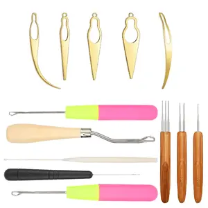 13 Pcs Dreadlocks Crochet Hook Tool Set – Includes 3 Dreadlock Crochet Needles, 5 Different Size Interlocking Tool Kit for Locs, and 5 Bent Latch Hooks for Hair Braiding, Sisterlock, Easyloc Craft – Complete Hair Locking & Maintenance Kit