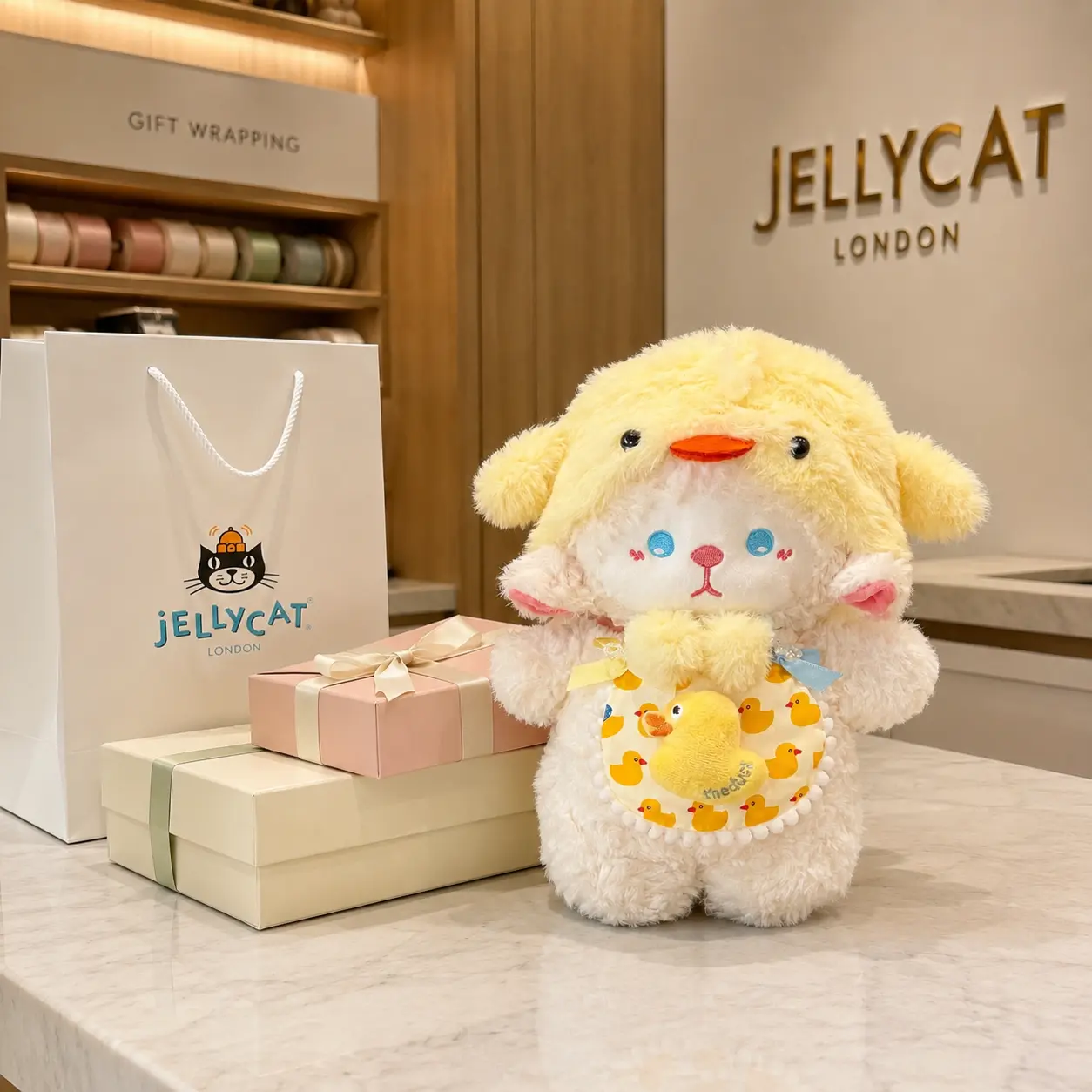 Jellycat Duck Bunny Plush, Cute Yellow Duck Costume Stuffed Animal, Soft Kawaii Bunny Doll, Birthday Gift for Kids Girls Baby