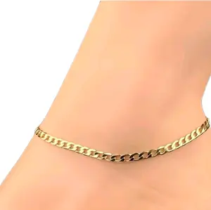 Anklet Bracelet 14k Gold Plated Classic Chain Design for Women's Fashion Jewelry