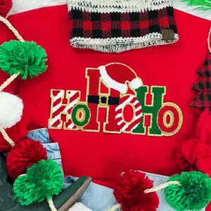 HoHoHo (Gold Glitter) Chenille Patch