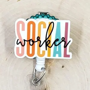 Social Worker Retractable ID Badge Reel | Justice Adoption Terminal Illness Substance Abuse Public Help Work | School Teacher Nurse Medical Hospital Badge Holder