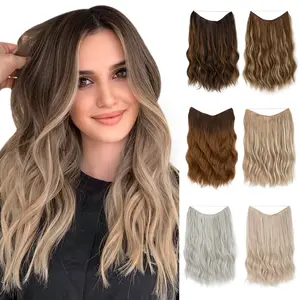 One Piece Long Wavy Hair Extensions Fluffy Natural Look Clip In & Wire Hairpieces for Women