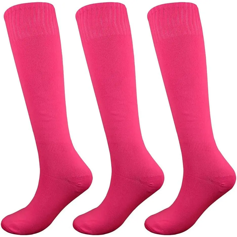 Knee High Sports Socks for Adults, Unisex Solid Polyester Tube Socks in Bright Colors, Stays Up for Baseball, Softball & Casual Wear, 3/6/12 Pairs, Always Staying Up, Casual Wearing, Cheerleader, Sturdy, Squash, School Uniform, Working, Shrink-Proof, Unis