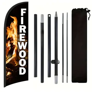 Firewood Shop Flag, Beach Flag for Firewood Shops, Polyester Advertising Flag, Includes Flag Pole and Ground Stake, Outdoor Promotional Decor