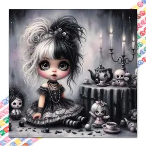 1pcs 5D DIY handmade diamond painting set, 5D diamond art set, DIY decoration, dark doll diamond painting set full round drill DIY, mosaic, diamond art, DIY art home decoration, Handcraft, suitable for Halloween and Christmas.