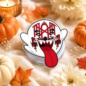 Red White Ghost Magnetic Acrylic Phone Grip 2D Spooky Boo Phone Holder Anti Drop MagSafe Wallet Grip Tok Stand Accessory