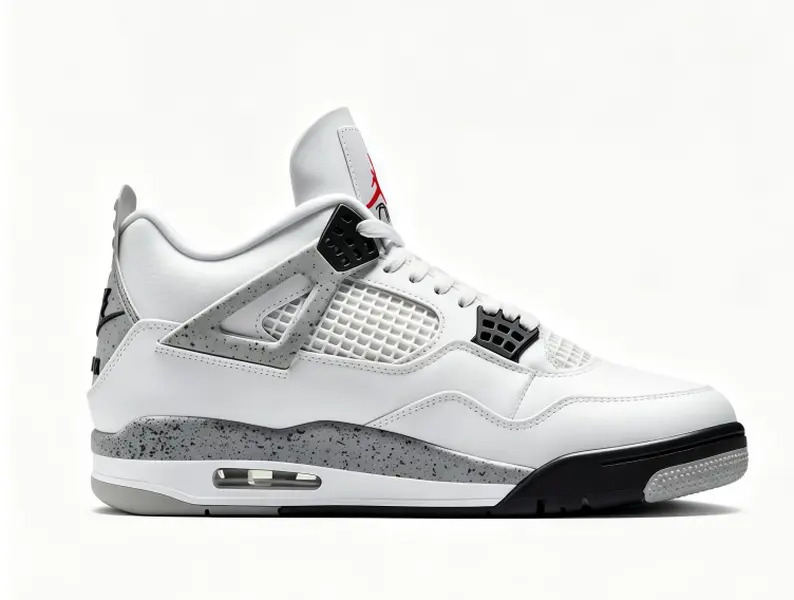 Air Jordan 4 Retro White Cement Men Women White Grey Speckled Mid Top Retro Basketball Sneakers Fashion Leather Casual Shoes Shock Absorbing Sole Trainers Perfect For Daily Wear And Trendy Outfit Matching