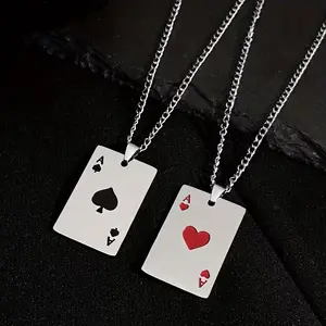 Poker Card Necklace,Unisex Adults, Poker Fans, Bikers