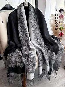 Multicolor Vintage Bohemian Style Long Fringed Windproof Shawl Scarf for Women, Ideal for Daily Outings, Travel, and Bohemian Photography, Boho