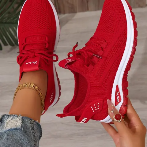 Women's Fashionable Plain Color Lace Up Low Top Sneakers, Casual Comfortable Breathable Sporty Running Shoes, Casual Running Footwear, Basic Shoes for Daily Wear, Casual Jogging Shoes, Running Athletic Shoes