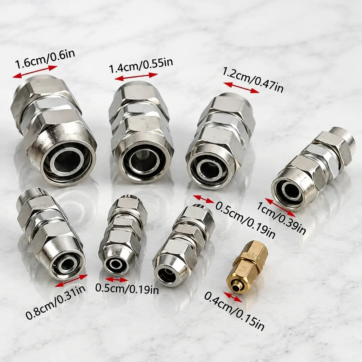 Stainless Steel Push to Connect Pneumatic Fittings Kit, 8 Sizes Air Hose Tube Connectors 4-16mm, Quick Release Air Line Fittings for Compressor, Truck, RV and Industrial Applications