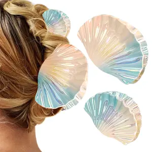 Shell Claw Clip, 2 Pcs Acetate Sheet Seashell Hair Clip Hair Accessories for Women and Girls, Fashion Hair Claw Suitable for Most Hairstyles, Such as Thick and Long Hair, Straight and Curly Hair (Gradient blue)