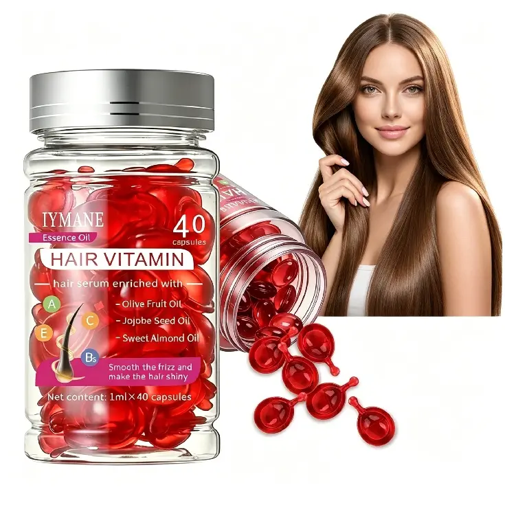 Hair Vitamin Capsules Infused with Vitamins & Argan Oil for Color-Treated & Permed Hair Smooths Frizz Restores Silkiness & Shine 40 Capsules.