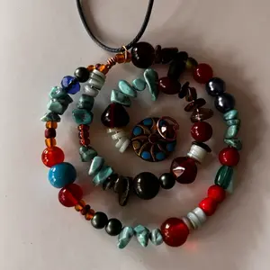 SPIRAL PENDANT GEMSTONE NECKLACE with Multicolor Beads and Shell Accents for Stylish Jewelry
