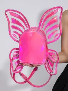 Personality  fashion  simplicity  leisure versatile and exquisite backpack, dreamy rose gradient messenger bag, and transparent wing bag  ， niche design sweet   suitable for daily travel, travel and so on.