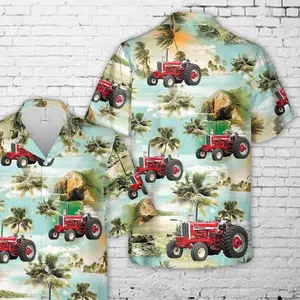 1966 Farmall 1206 Turbo Hawaiian Shirt Style 3D Printing Summer Casual Loose Short Sleeve Shirt Street Men Menswear Top in Polyester Fabric