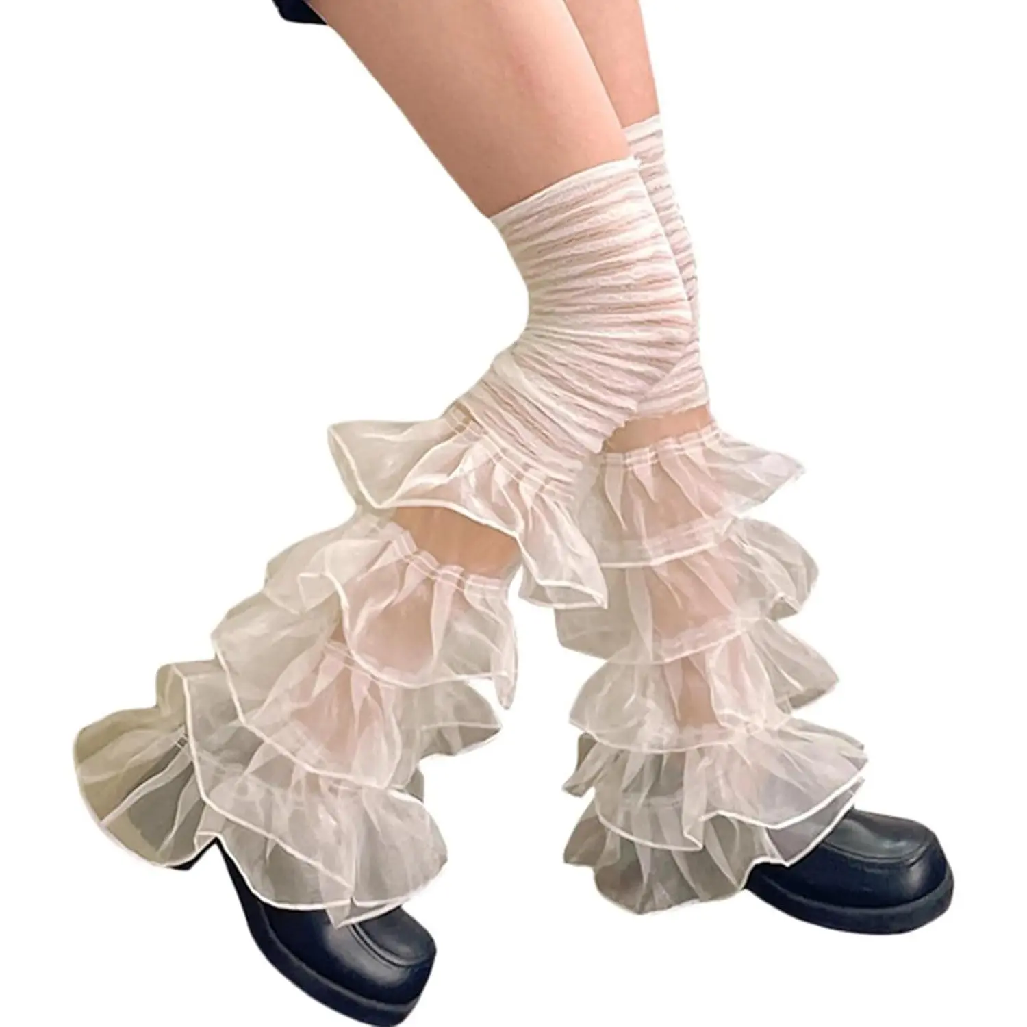 Girl's Y2k Kawaii Leg Warmers Cute Lace Harajuku Leg Sleeves Gothic Lolita Long Slouch Socks for Women