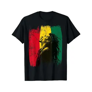 Men's Rasta Color Ghana Flag T-Shirt with, & Reggae Print - Short Sleeve Crew Neck Casual Shirt for Jamaican Culture Events, Music Festivals (S-XXXL) - Ideal Gift for Rastaman Style