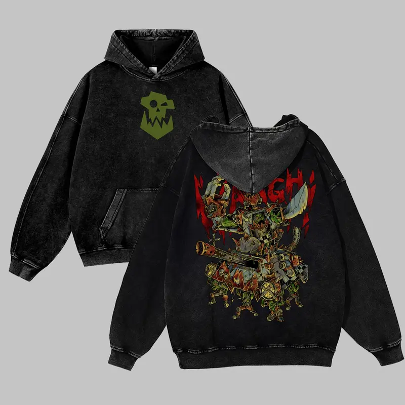 Warhammer 40k Unisex FallFreshness outfits men streetwear 80s 90s graphic tees cotton Anime Game funny 380G Washed Hoodies men gifts