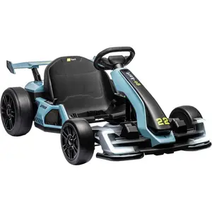 24V Kids Electric Drift Kart, 300W Powerful Motor 8.5MPH, Big Battery, EVA Tires, Adjustable Length, Drift/Sport Modes, Brake Pedal, Bright LED Lights, Outdoor Racing Ride-On Toy for Kids-Blue