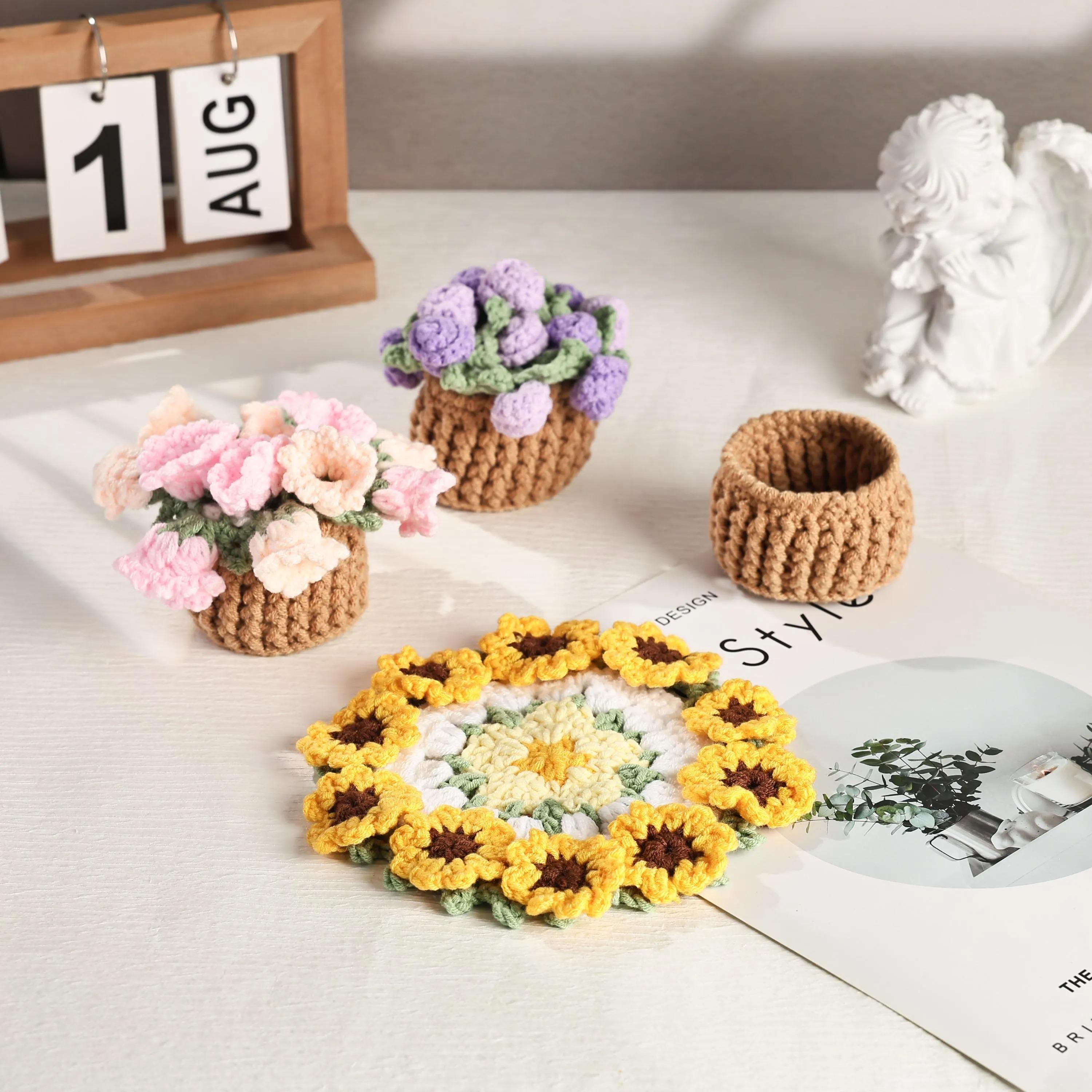 Crochet Flower Coaster, Handmade Round Flower Cup Holder, Crochet Coaster, Housewarming Coaster Decor, Cute Gift, Mothers Day Gift