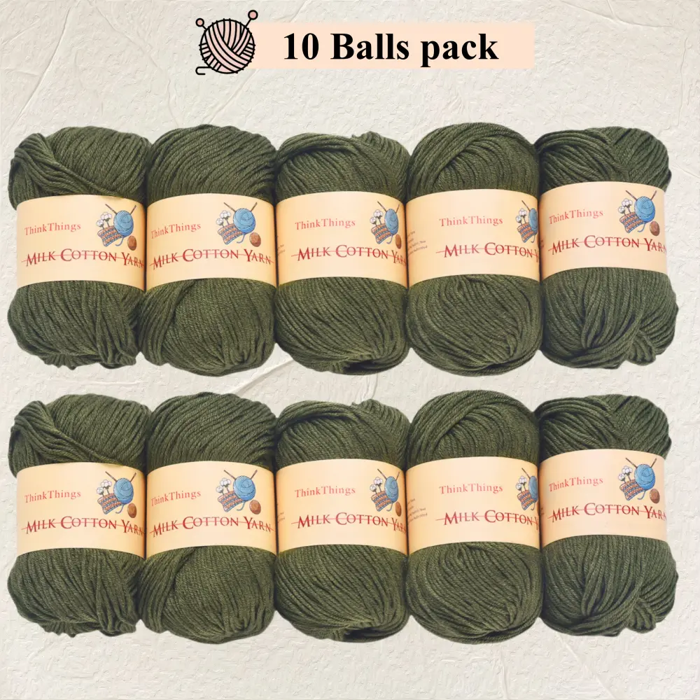 THINKTHINGS Bulk Acrylic Yarn, 10 Balls 17.6 oz Army Green Yarn for Knitting, Crochet, Weaving DIY Crafts