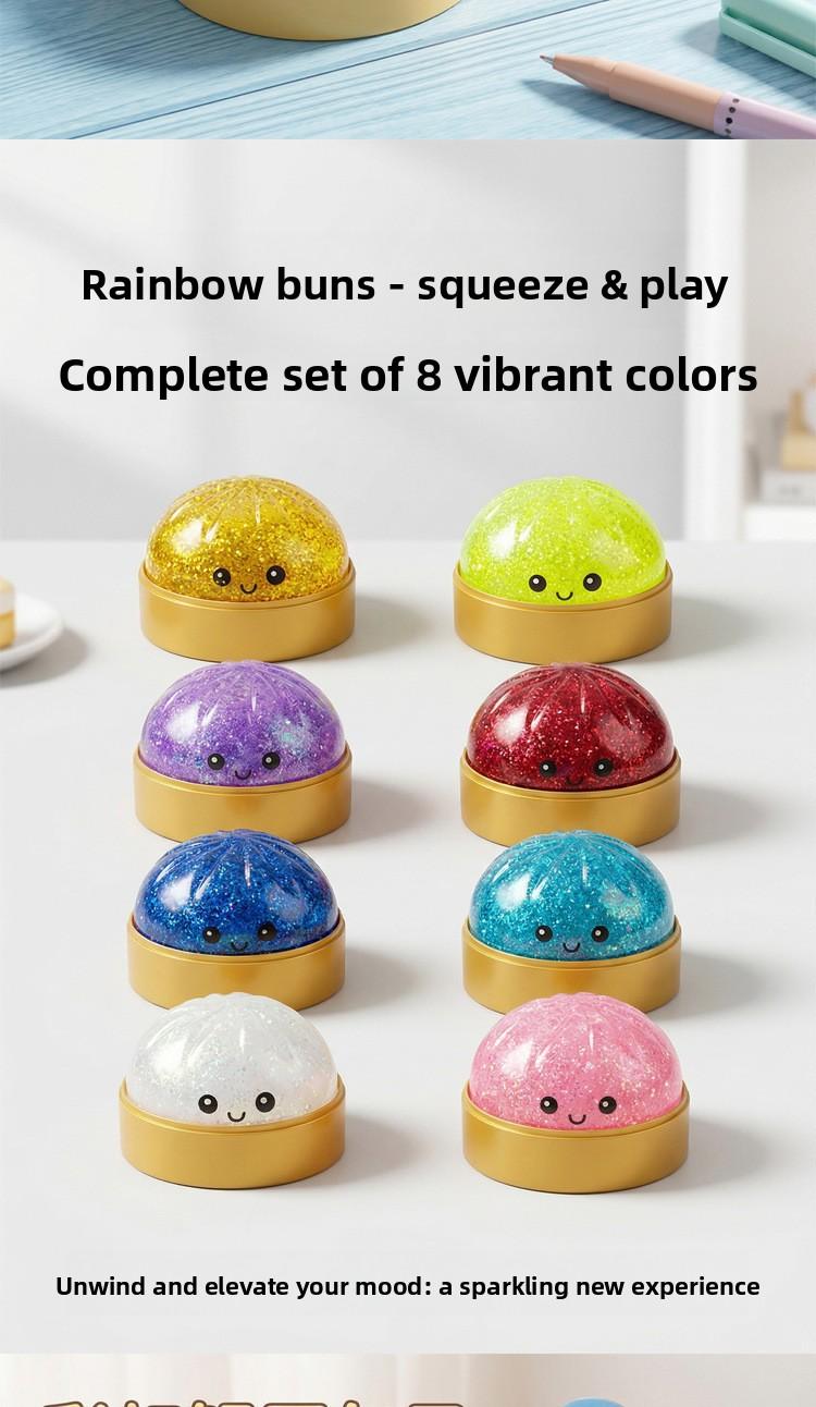 Glitter Dumpling Squishy with Box, Soft Sensory Squeeze Toy for Stress Relief, Mystery Glitter Dumplings, Decompression Dough,AnxietyRelief,Surprise Unboxing,Perfect GiftChoice,cute desktop accessories for office workers