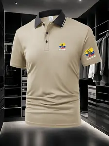 Sophisticated Men's Ecuador Flag Polo Shirt - Dual Chest & Sleeve Prints, Breathable Fabric, Summer Casual Business Sports Top
