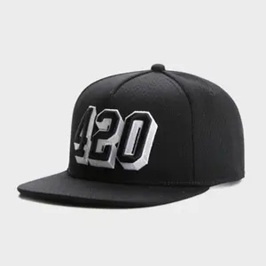 2026 New Outdoor Sports Quick-Dry Breathable Baseball Cap with Letter 420, Adjustable Black Flat-Brim Cap