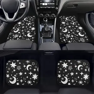Stain-Resistant Star & Moon Print Car Floor Mats, Non-Slip Front & Rear Mats for Most Cars, Suvs, Sedans, Decorative Auto Interior Accessory, Truck Floor Mats