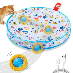 Potaroma Interactive Cat Toys, Automatic Motion Activated Moving Ball Hide and Seek Game for Indoor Exercise Kicker, Fast Rolling Ball in Play Mat