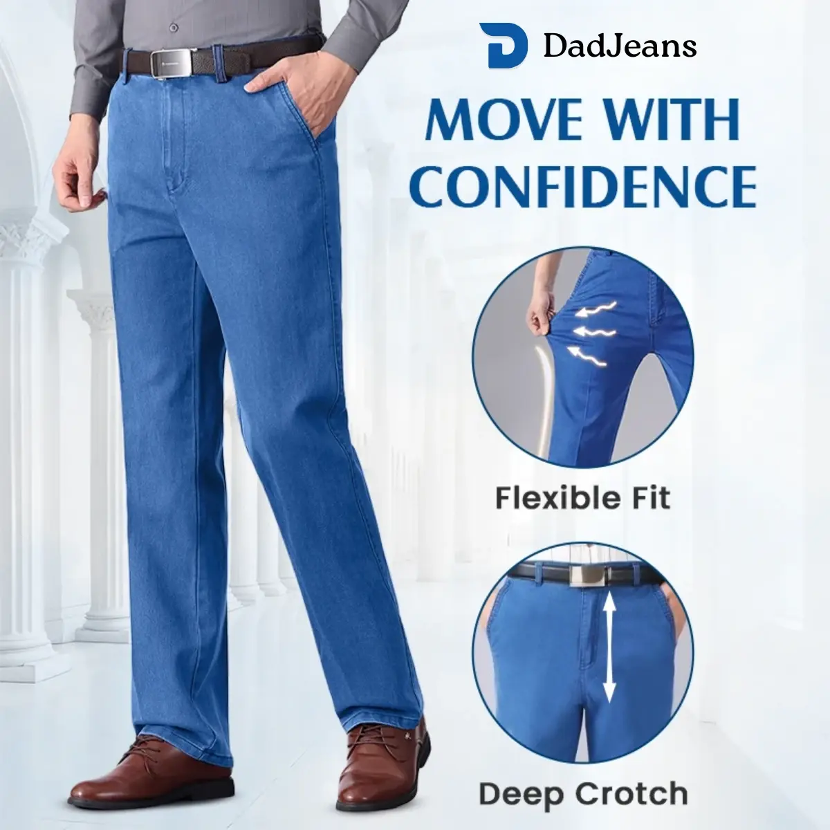DadJeans - Men's Classic Straight Fit Stretch Jeans