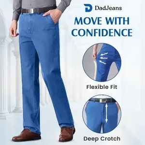 DadJeans - Men's Classic Straight Fit Stretch Jeans