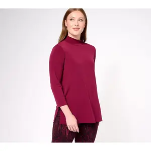 Susan Graver Modern Essentials Pet Liquid Knit Mock-Neck Tunic