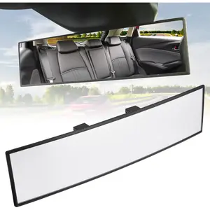 Universal Panoramic Wide Angle Convex Rearview Mirror, Clip-On Car Rear View Mirror Extender Reduce Blind Spot for Car SUV Truck (11.81 inch)