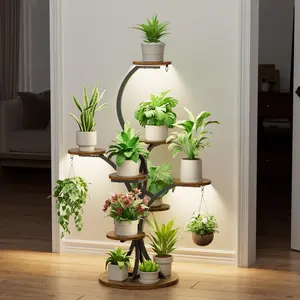 Plant Stand Indoor with Grow Lights - Tree-Shaped Plant Shelf, 7 Tiered Corner Plant Stands for Indoor Plants Multiple, 54" Tall Plant Shelves, Plant Flower Holder Display Rack for Living Room, Patio