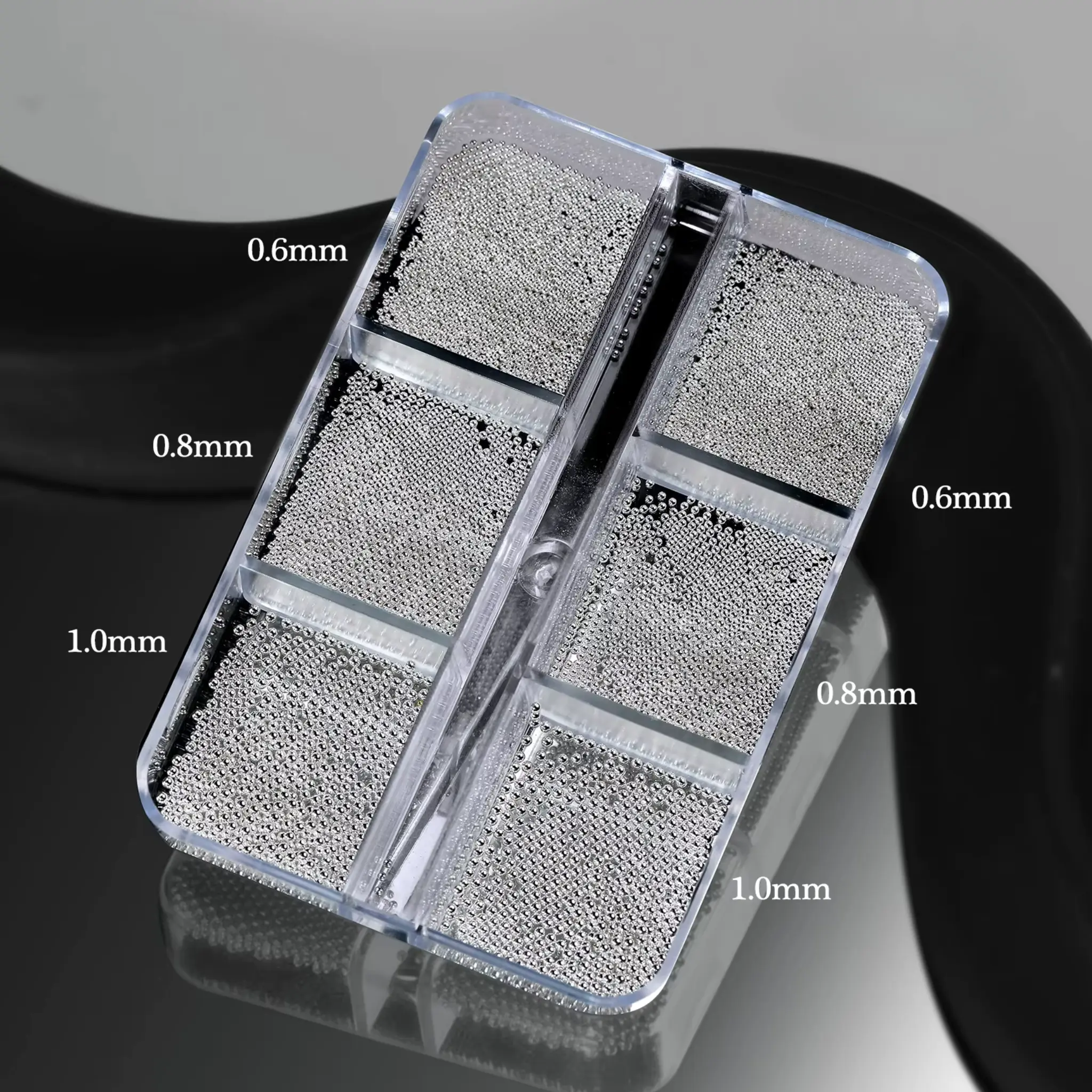 Nail Art Caviar Beads 6 Grid - Silver